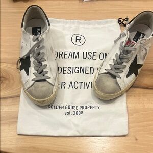 Golden Goose White and Black Star Sneakers